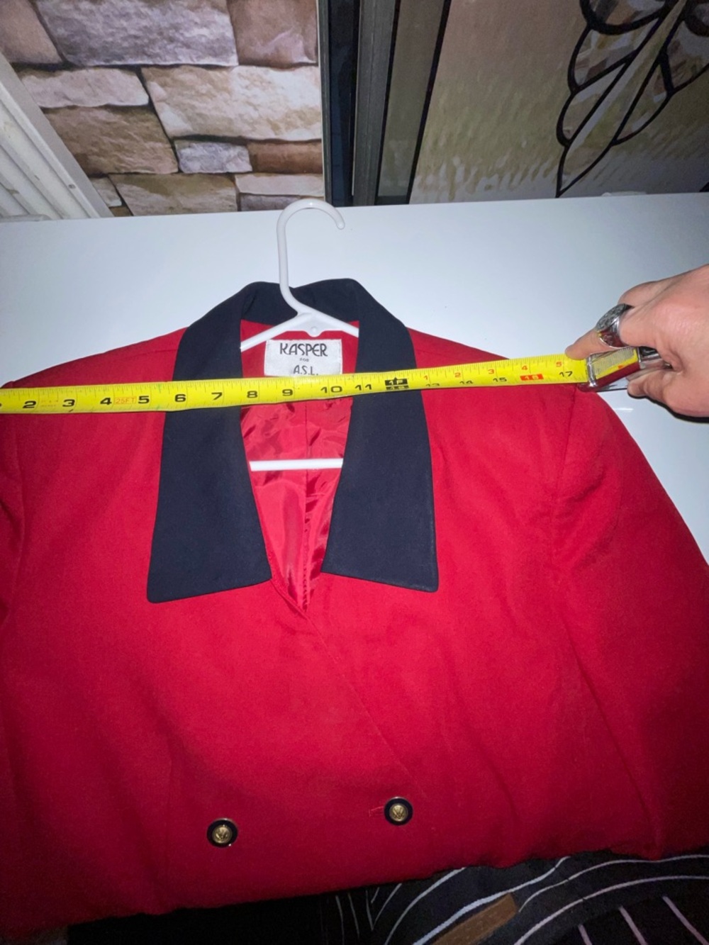 Kasper Red Jacket with Black Collar - Picture 7 of 10